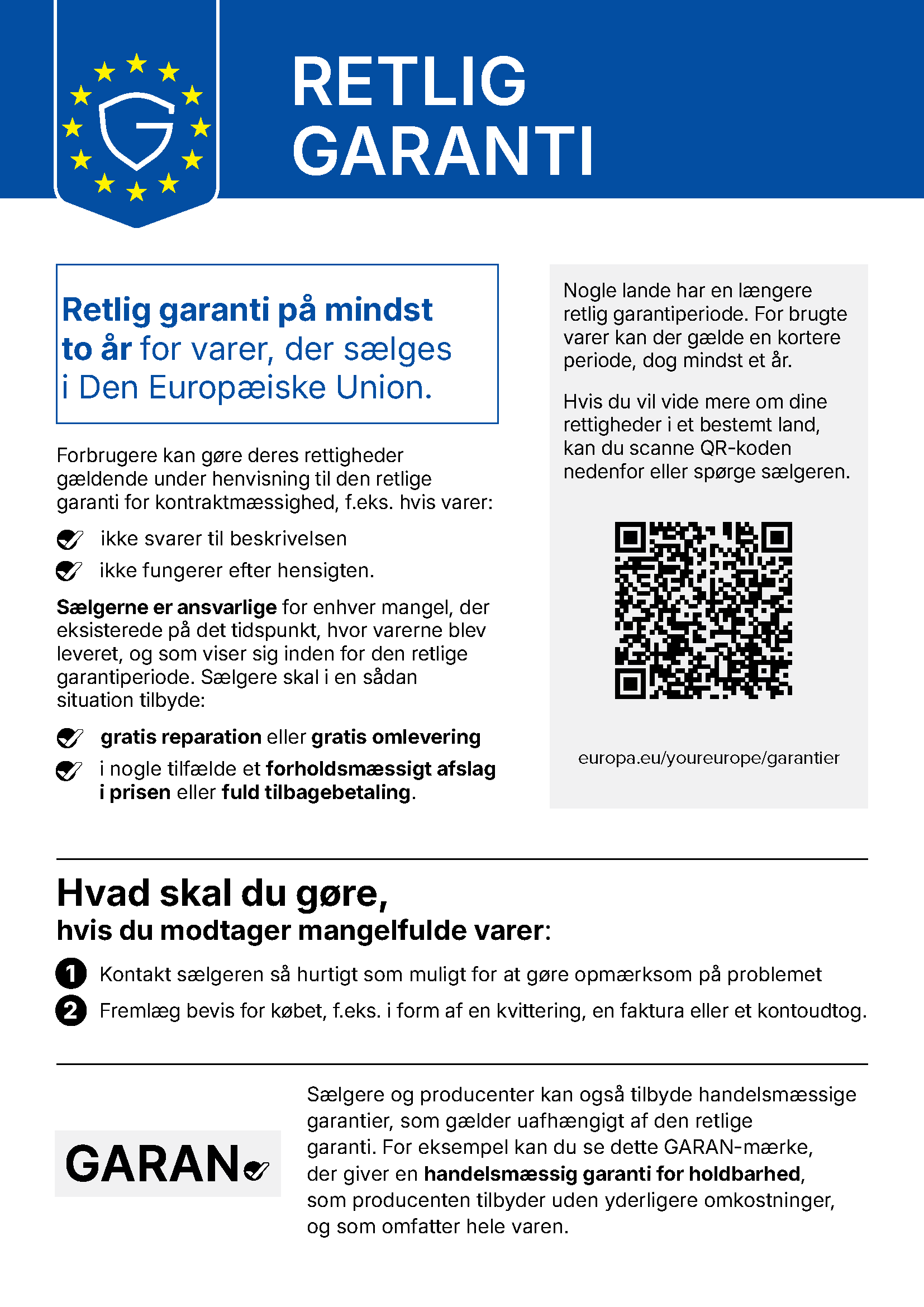EU-meddelelse om den lovbestemte garanti