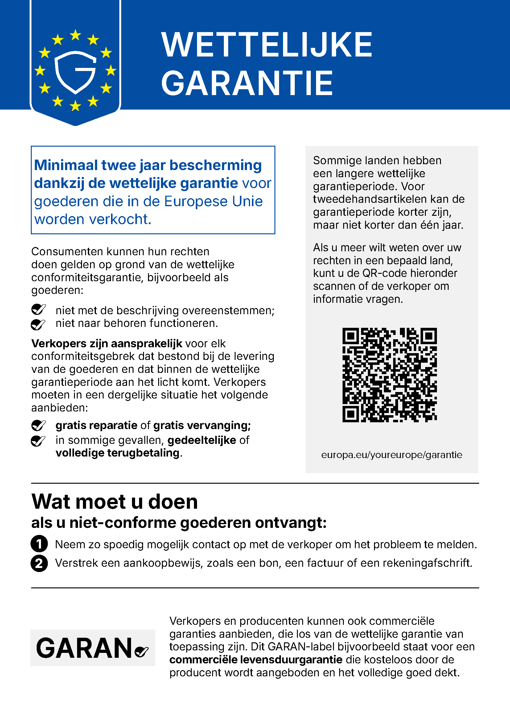 EU-melding over de wettelijke garantie